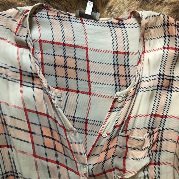 Joie Kariana Sheer Button Down Plaid Blouse - Picture 3 of 5